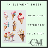 Ice cream A4 uvdtf element sheet