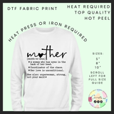 Mother description black  DTF transfer