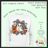 Halloween Ghost Checkered Bow DTF transfer