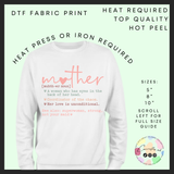 Mother description colours  DTF transfer