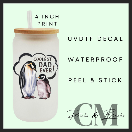 Coolest dad ever Day Uvdtf single decal (4” / 10cm)