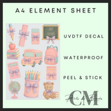 Pink teachers A4 Uvdtf element sheet