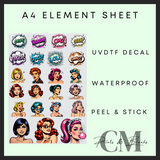 Retro pop A4 element sheet