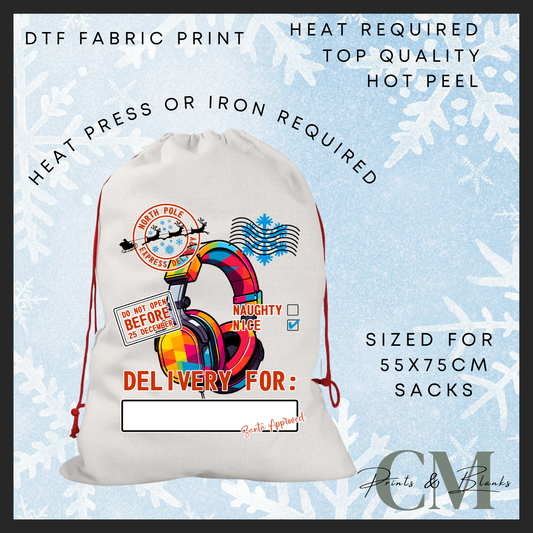 Headset DTF Santa sack transfer