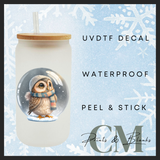 Snowglobe owl Uvdtf single transfers (4” / 10cm)