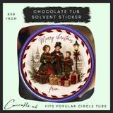 Carollers chocolate tub solvent sticker