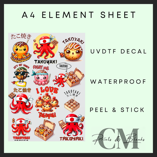 Takoyaki A4 uvdtf element sheet