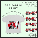 When I wake up red & black bike DTF trasnsfer