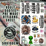 Adult quotes cow pre made DTF gang sheet