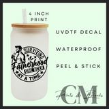 Surviving fatherhood Fathers Day Uvdtf single decal (4” / 10cm)