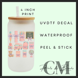 Pink teacher calculator Uvdtf single decal (4”, 10cm)