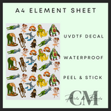 Brain rot monsters repeated Uvdtf A4 element sheet