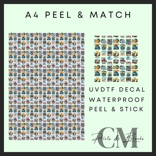 Fishing A4 Peel & Match Uvdtf sheet