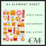 Kawaii foods A4 uvdtf element sheet