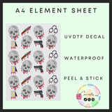 Skulls True Crime A4 uvdtf element sheet
