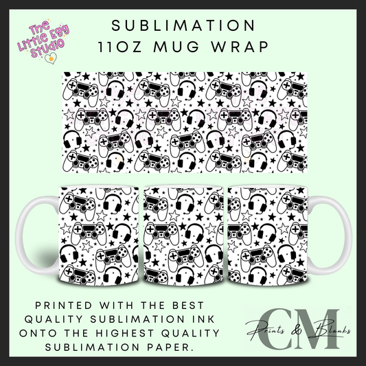 Ps console 11oz sublimation mug wrap