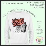 Leavers 2026 spray paint DTF transfer light red