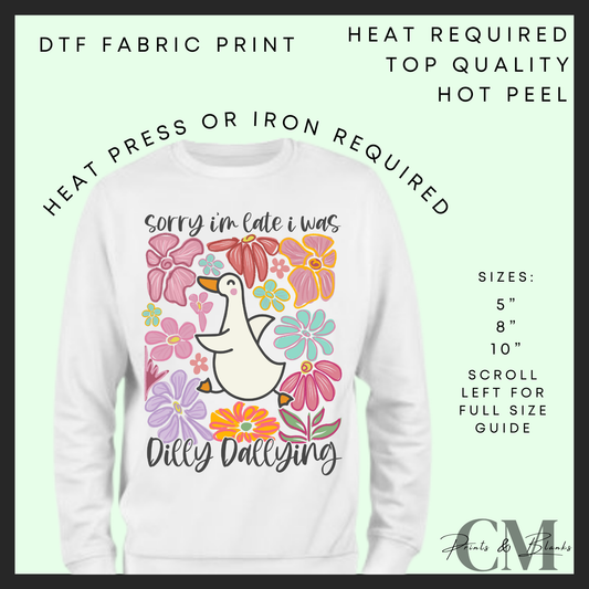 Dilly dallying goose DTF transfer
