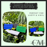 Cassette keychain with pull out draw for picture