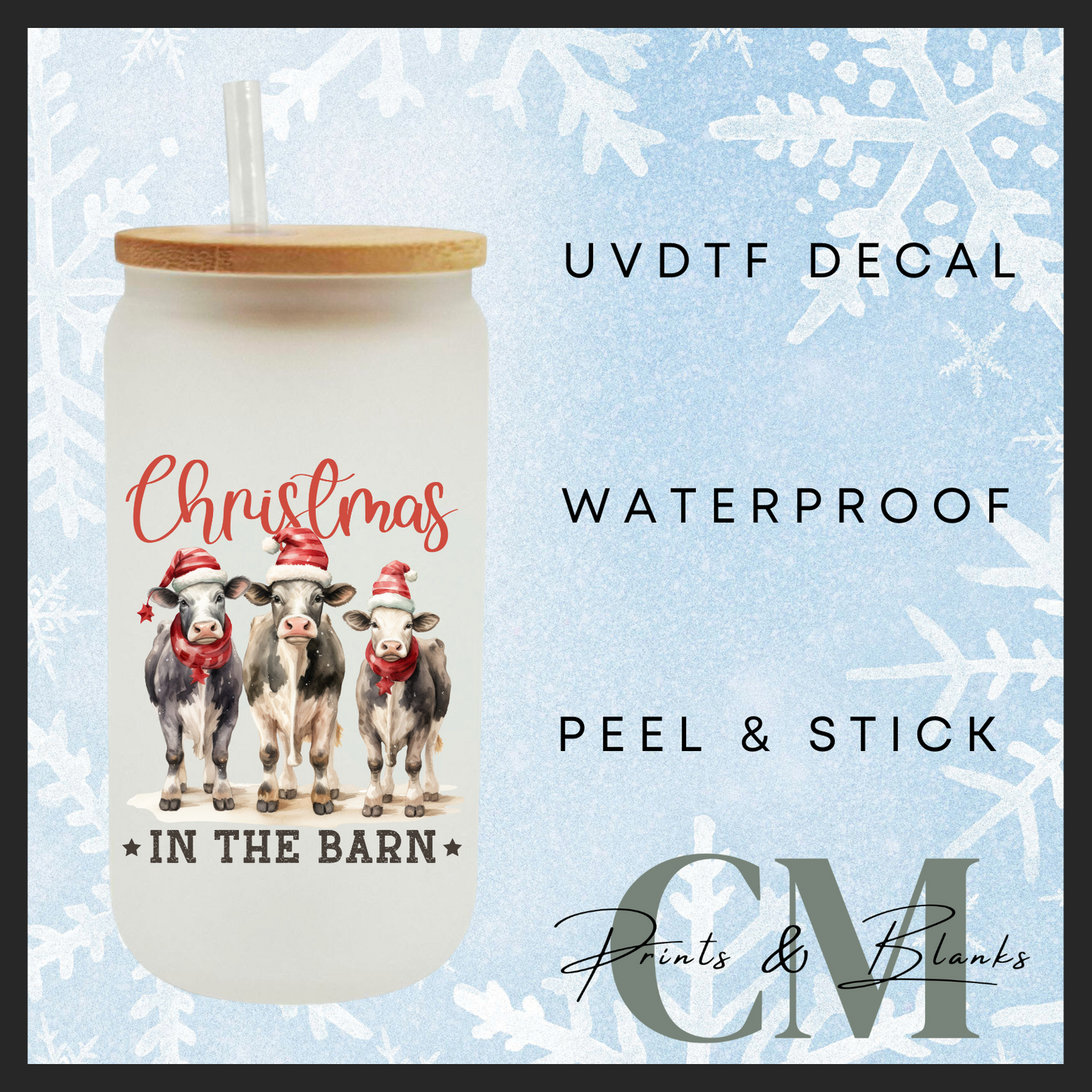 Farm style Christmas uvdtf single transfers (4” / 10cm)