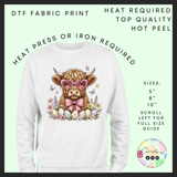 Easter highland cow DTF transfer