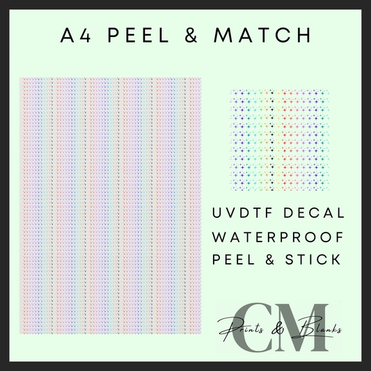 Rainbow stars A4 Peel & Match Uvdtf sheet