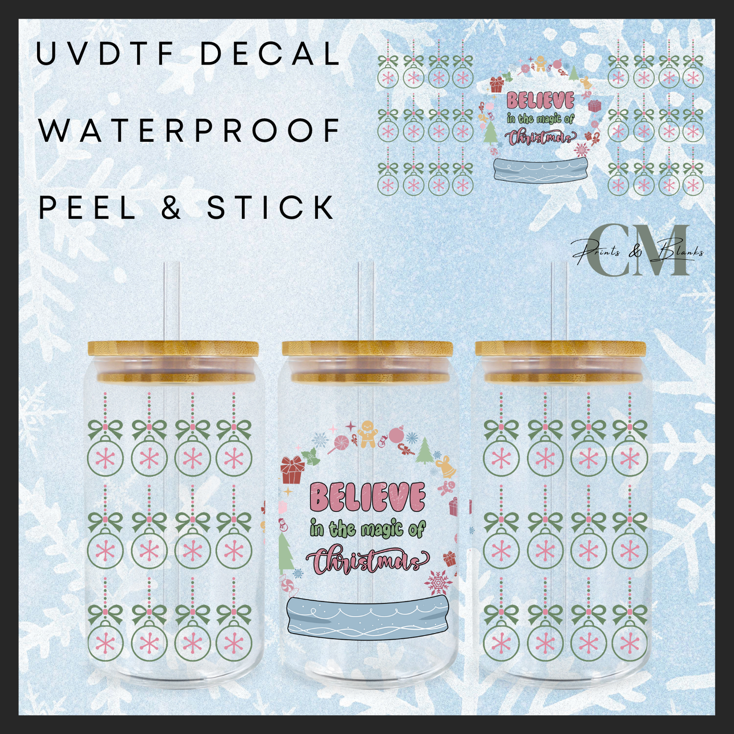 Believe in the magic of Christmas 16oz uvdtf wrap
