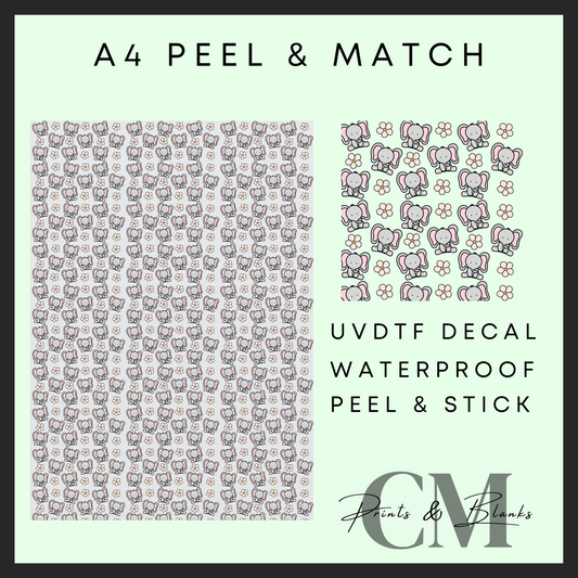 Elephants A4 Peel & Match Uvdtf sheet