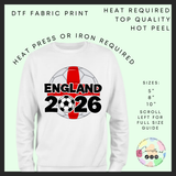 England 2026 adult DTF transfer