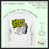 Leavers 2026 spray paint DTF transfer yellow