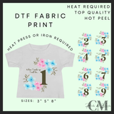 When I wake up blue and pink floral DTF transfer