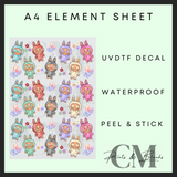 Repeated Energy crystal monsters A4 uvdtf element sheet