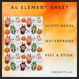 Repeated hallowern monsters Uvdtf A4 element sheet