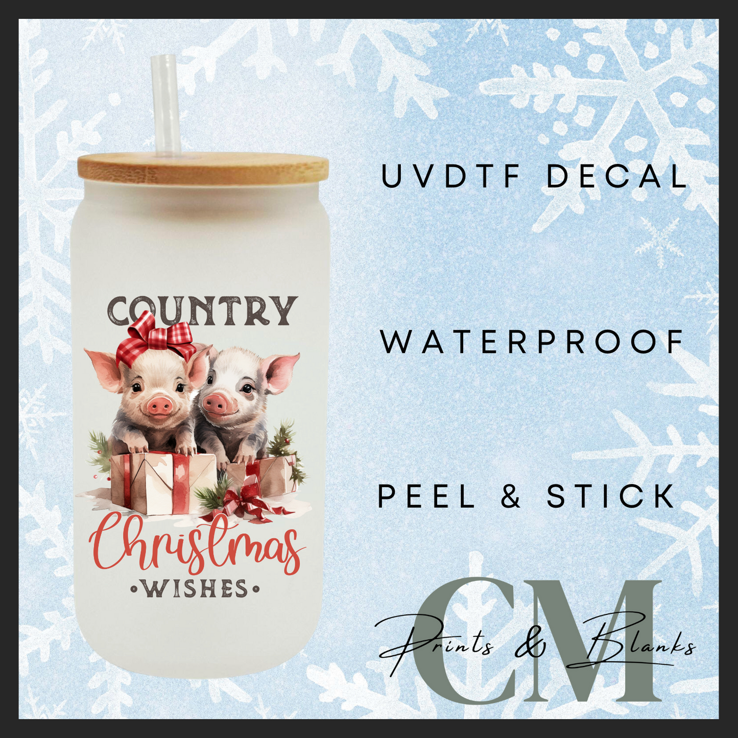 Farm style Christmas uvdtf single transfers (4” / 10cm)