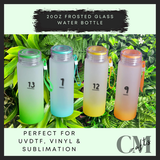 20oz frosted glass water bottle