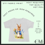 Flower field bunny DTF transfer