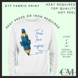 Blue pencil DTF transfer