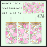 Pink strawberry cow print 16oz uvdtf wrap
