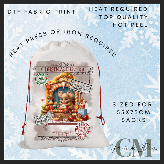 Food prep DTF Santa sack transfer