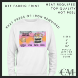 Book hoarders credit card DTF transfer