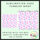Pink & purple flowers Sublimation 20oz tumbler wrap