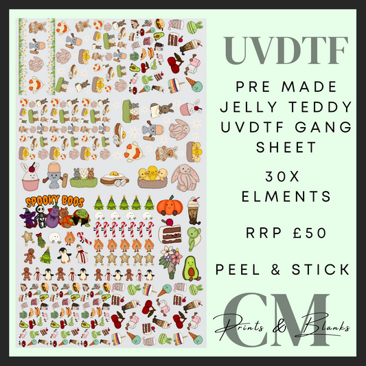 Jelly Teddy pre made uvdtf gang sheet (58x100cm)