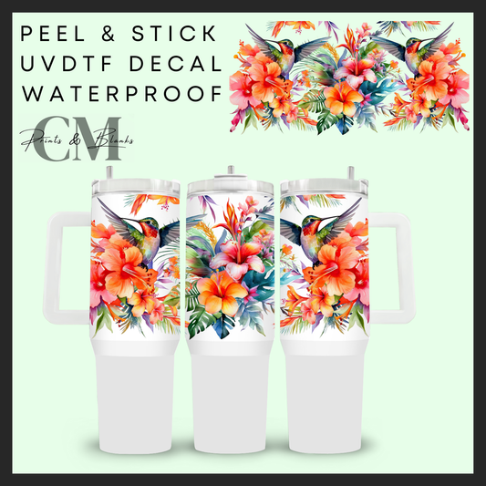 Flower birds 40oz Uvdtf wrap