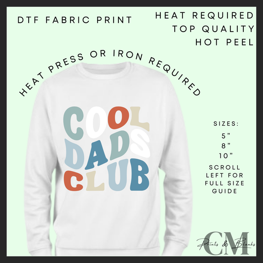 Cool dads club colours Father’s Day DTF transfer