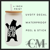 Papa bear Fathers Day Uvdtf single decal (4” / 10cm)