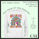 Chasing rainbows DTF transfer