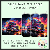 Colourful truck Sublimation 20oz tumbler wrap