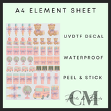 Smaller pink teachers A4 Uvdtf element sheet