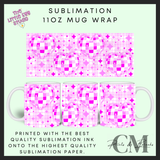 Heart disco ball 11oz sublimation mug wrap