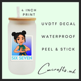 K-stars black hair 6 7 Uvdtf single decal (4”, 10cm)